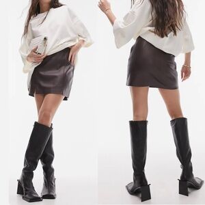 NWT Topshop Brown Leather Skirt